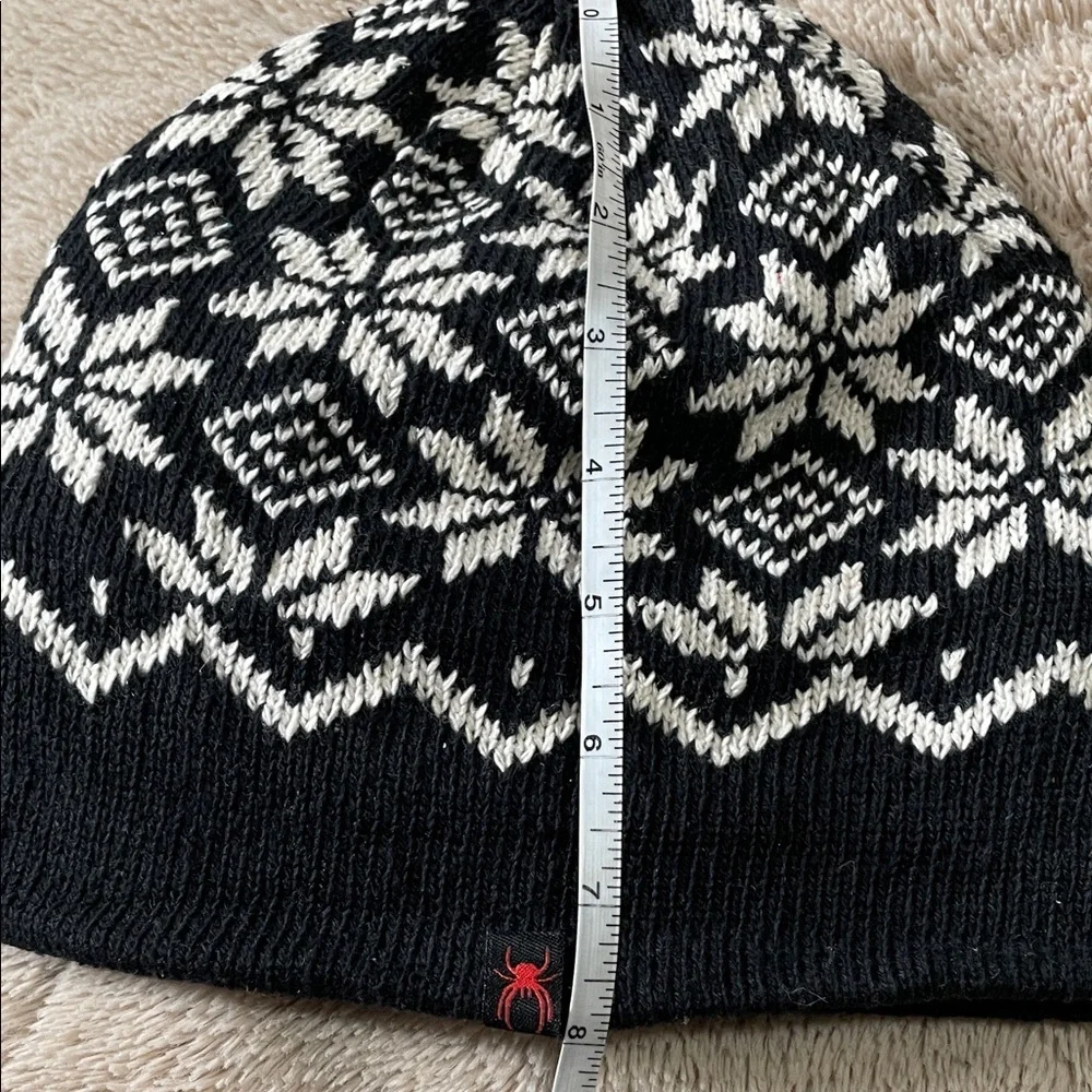 Black and White Snowflake Knit Beanie
